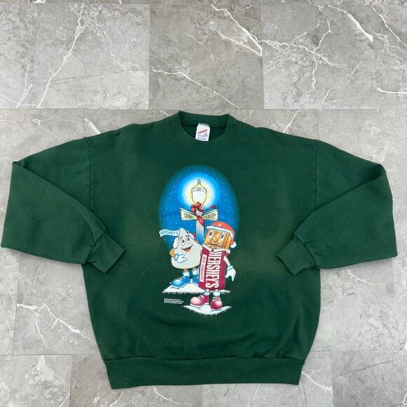 Jerzees Other - 90s Vintage Hershey Sweatshirt Mens XL Chocolate Kiss Faded Winter‎ Christmas